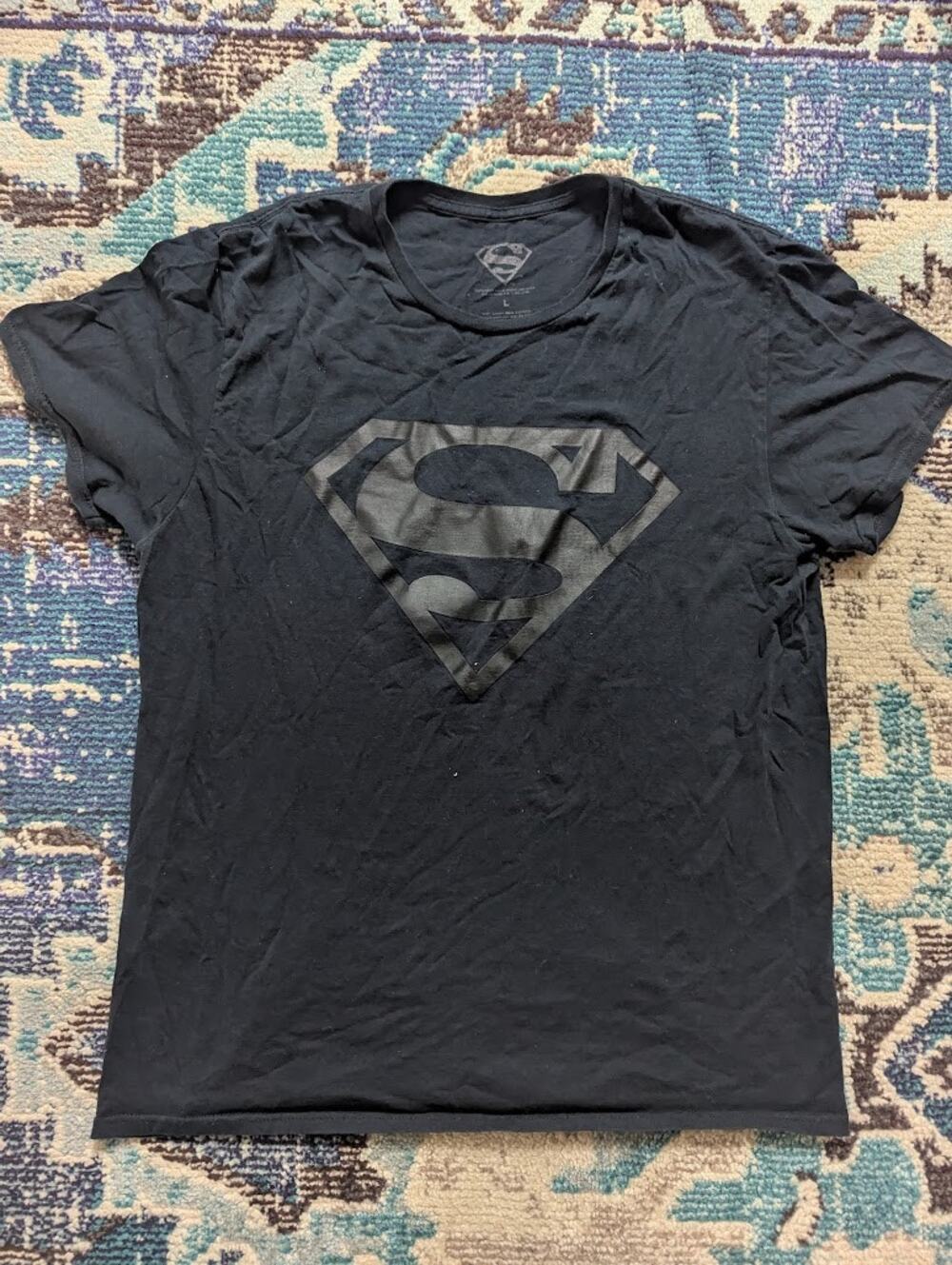 Vintage DC Comics Death of Superman T-Shirt Men’s Large Black Tone Logo Tee
